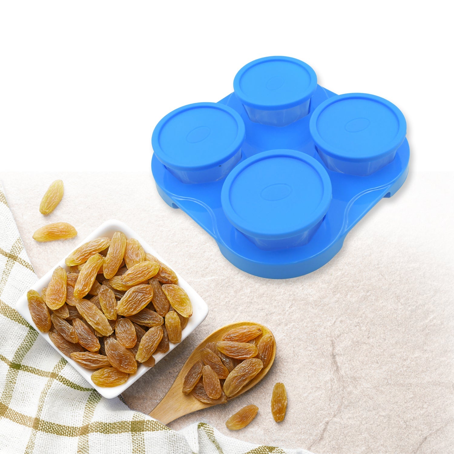 5849 Airtight Container Jar 4 Pc Set With Stylish Tray for Kitchen Unbreakable Jar Set for Multipurpose Storage ( Mukhwas Dani ) 5849 Airtight Container Jar 4 Pc Set With Stylish Tray for Kitchen Unbreakable Jar Set for Multipurpose Storage ( Mukhwas Dani )